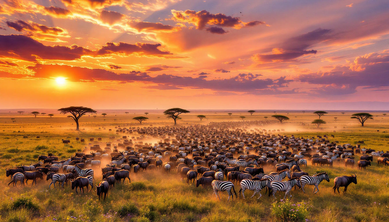 découvrez notre circuit unique dédié à la grande migration dans le serengeti, où vous suivrez le parcours fascinant des gnous et des zèbres. vivez une expérience inoubliable au cœur de la nature sauvage, entre paysages époustouflants et spectacles animaliers sans pareil.