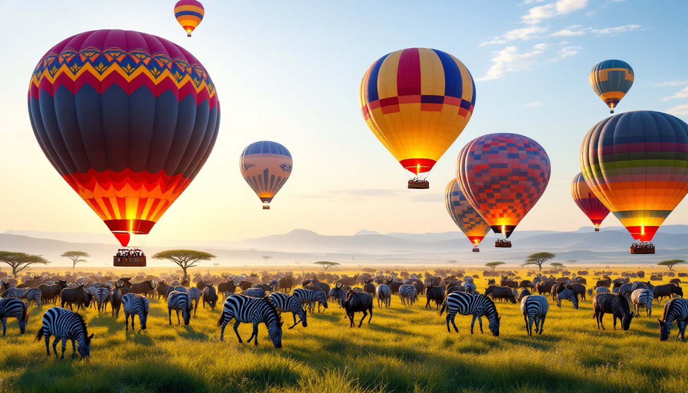 découvrez l'expérience inoubliable d'un vol en montgolfière au-dessus des vastes plaines du serengeti. admirez une vue spectaculaire des animaux dans leur habitat naturel et vivez une aventure unique au cœur de la nature sauvage.